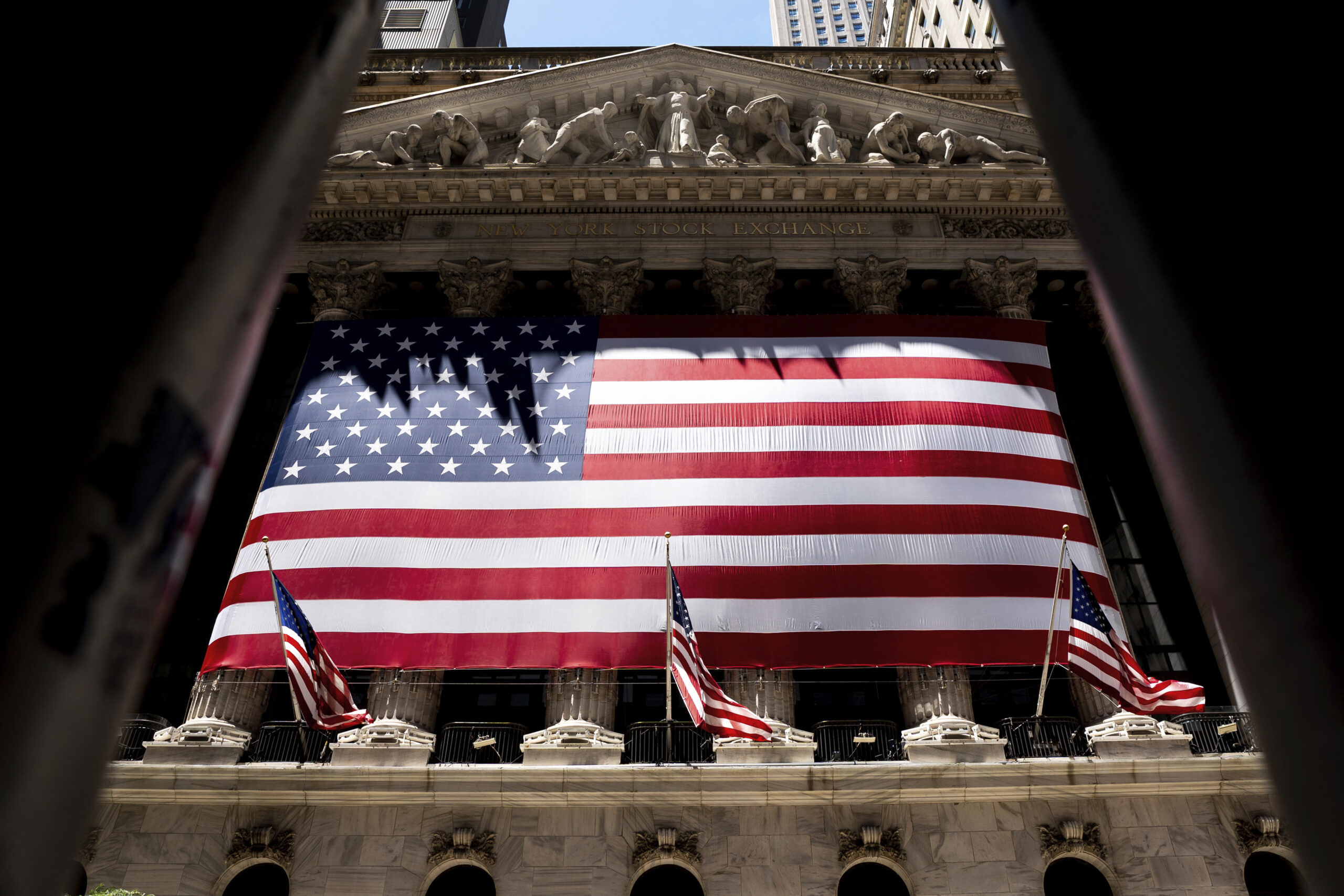 The American flag is shown at the New York Stock Exchange on Wednesday, June 29, 2022 in New York. ...