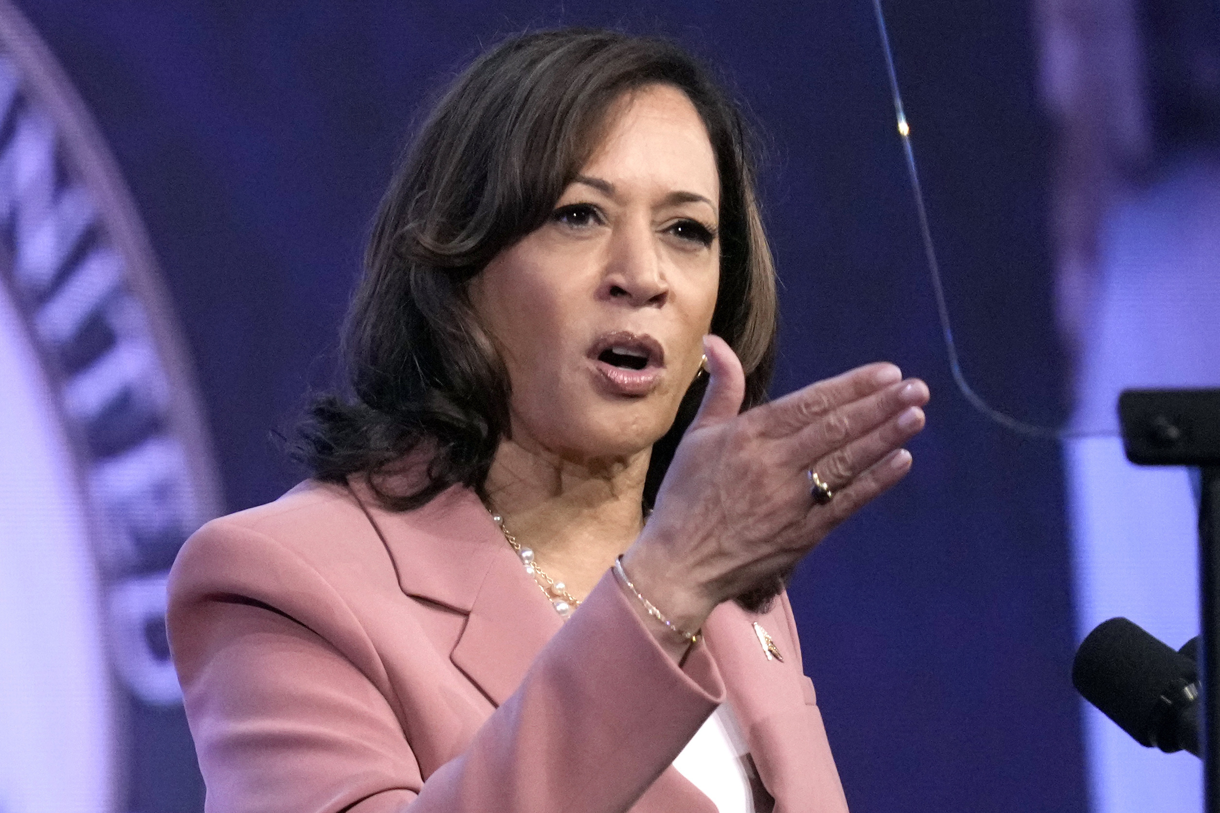 FILE - Vice President Kamala Harris speaks at the UnidosUS 2023 Annual Conference July 24, 2023, in...