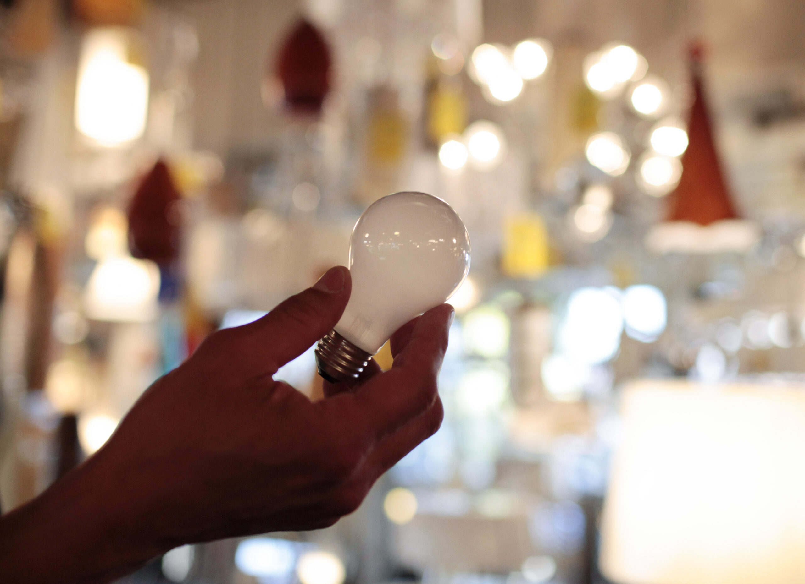 FILE - Manager Nick Reynoza holds a 100-watt incandescent light bulb at Royal Lighting in Los Angel...