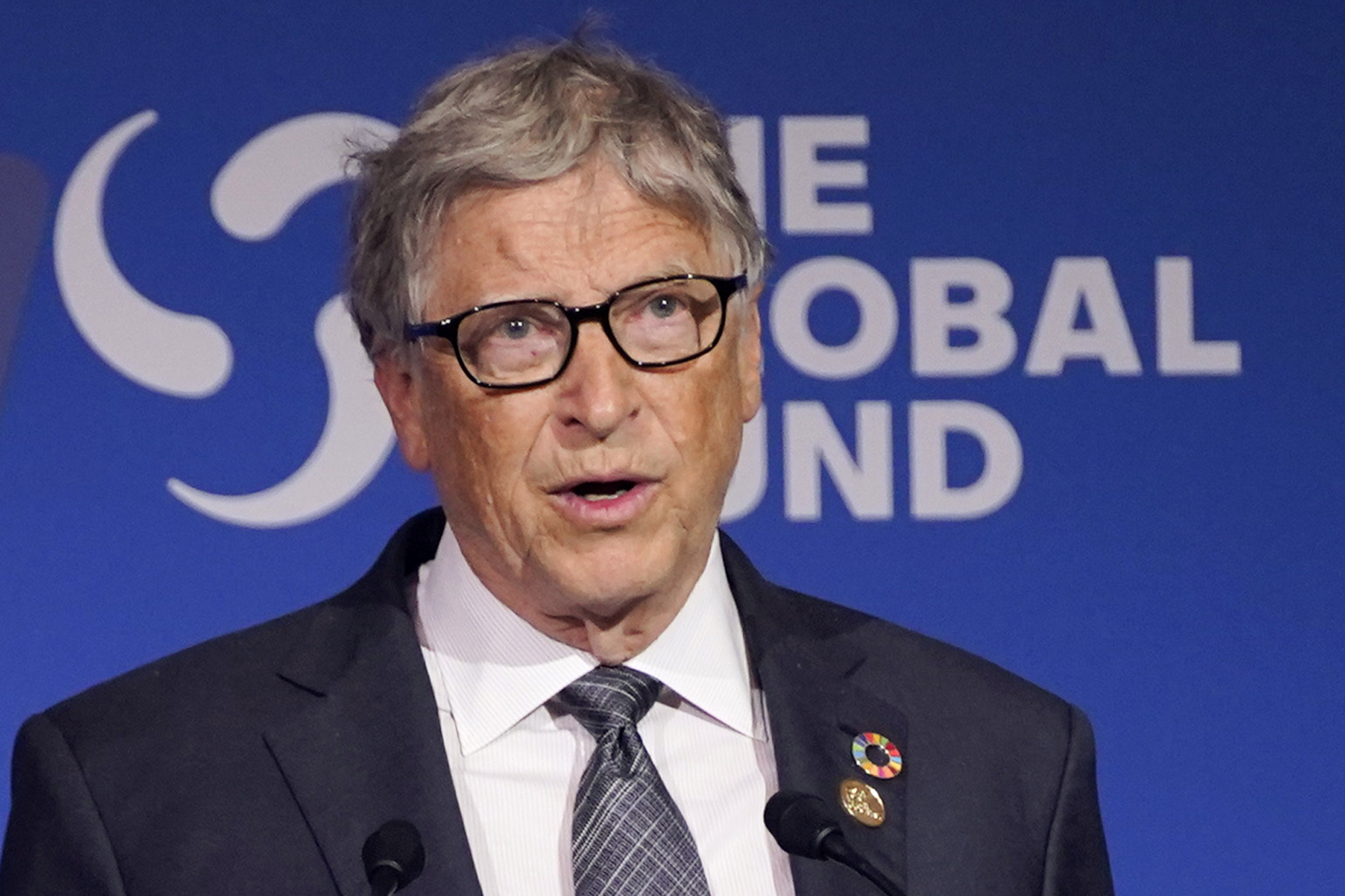 FILE - Bill Gates speaks during the Global Fund's Seventh Replenishment Conference, Wednesday, Sept...