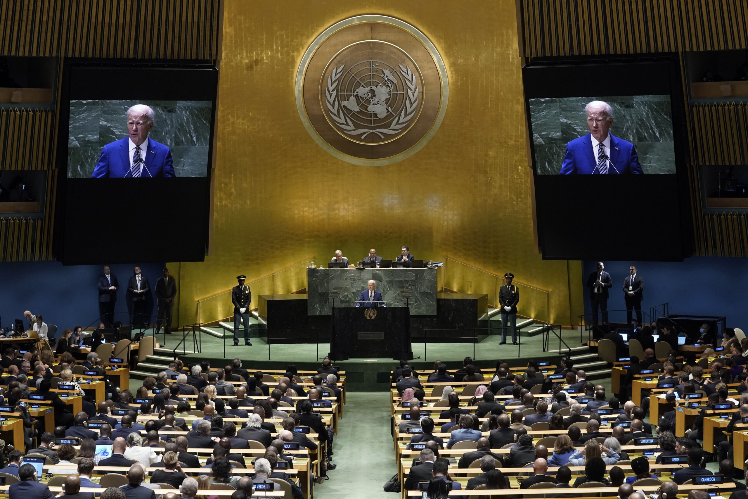 US President Joe Biden addresses the 78th session of the United Nations General Assembly, Tuesday, ...