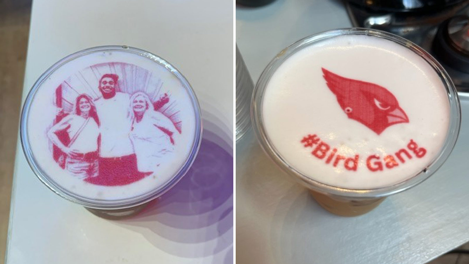 Fans can add edible images and messages to coffee or beer foam at Arizona Cardinals home games in t...