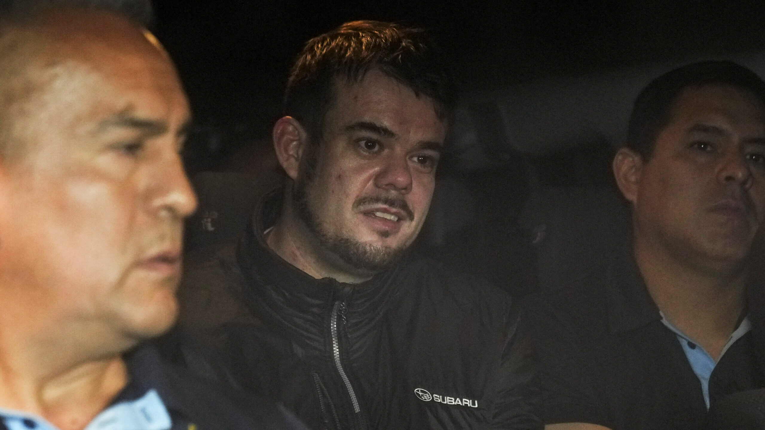 Dutch citizen Joran van der Sloot is driven in a police vehicle from a maximum-security prison to a...
