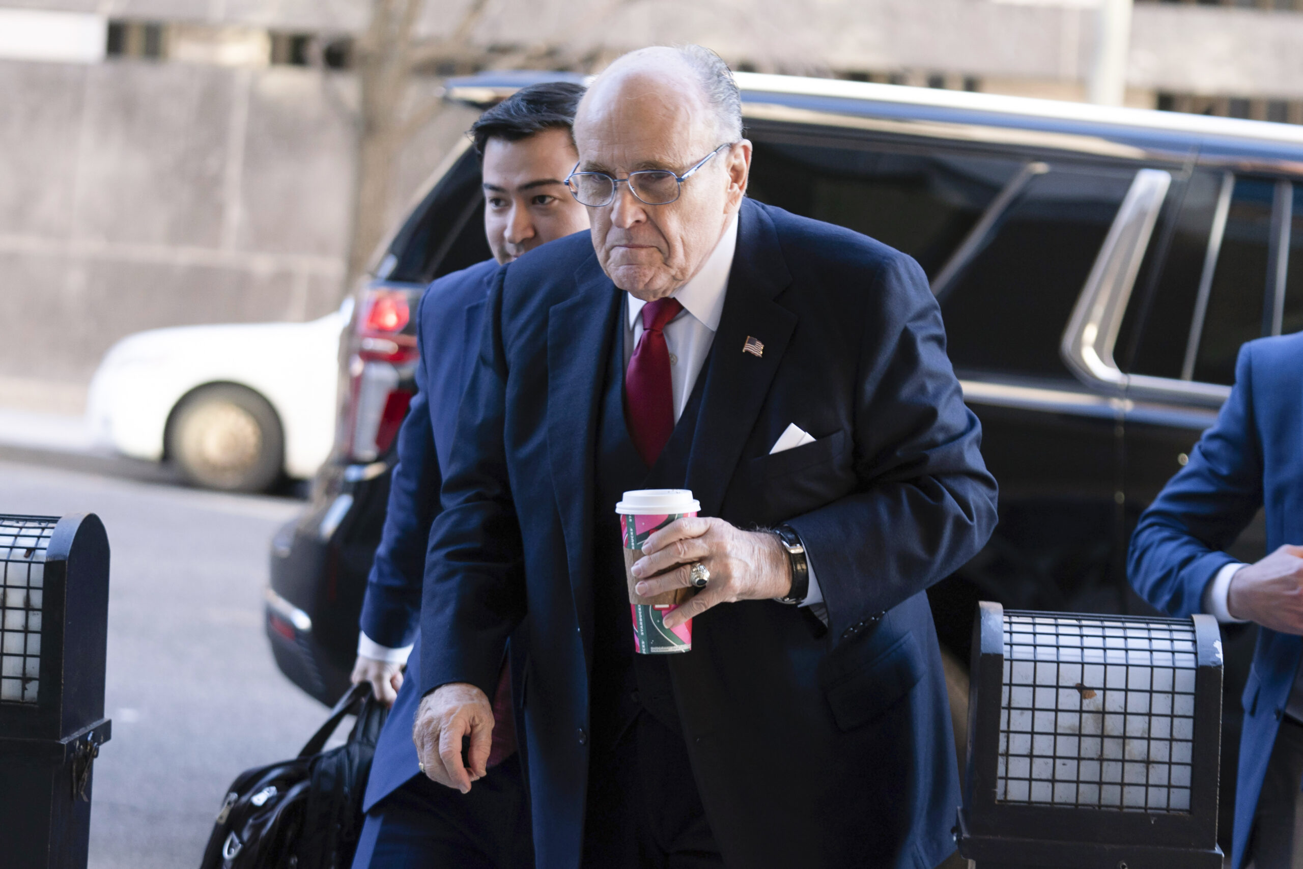 Former Mayor of New York Rudy Giuliani arrives at the federal courthouse in Washington, Friday, Dec...