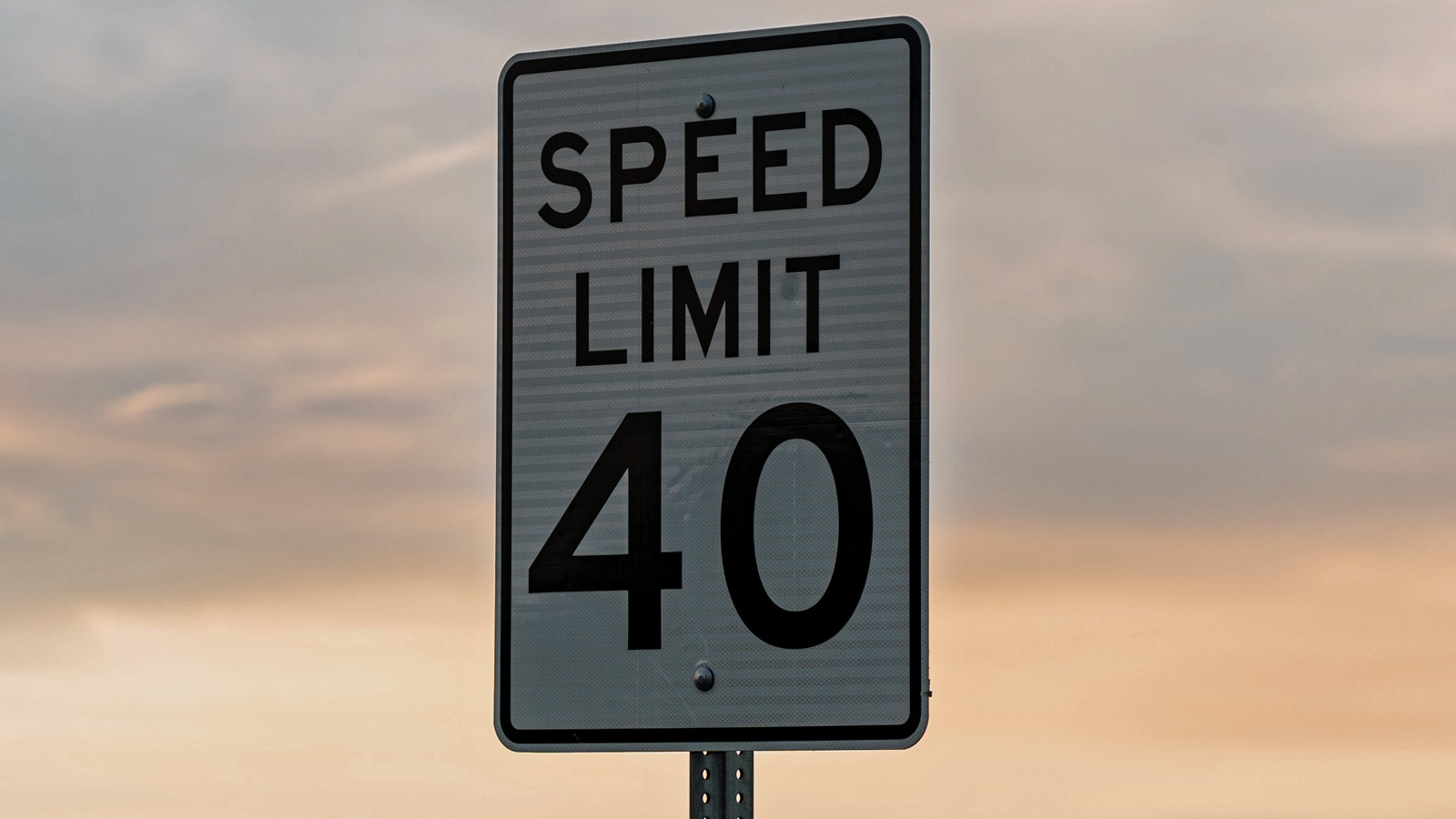 A stock image of a sign indicating a 40 mph speed limit....