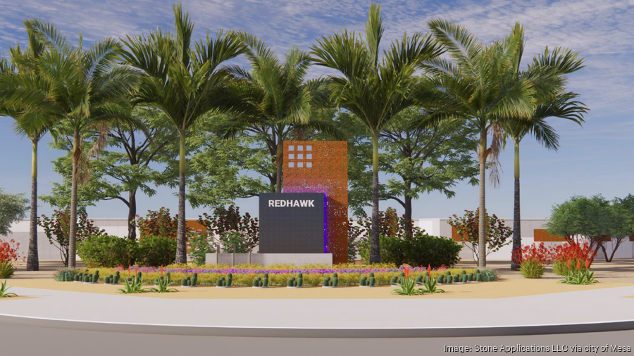 A conceptual rendering of the entry way to Google's $1 billion data center campus in Mesa. The proj...