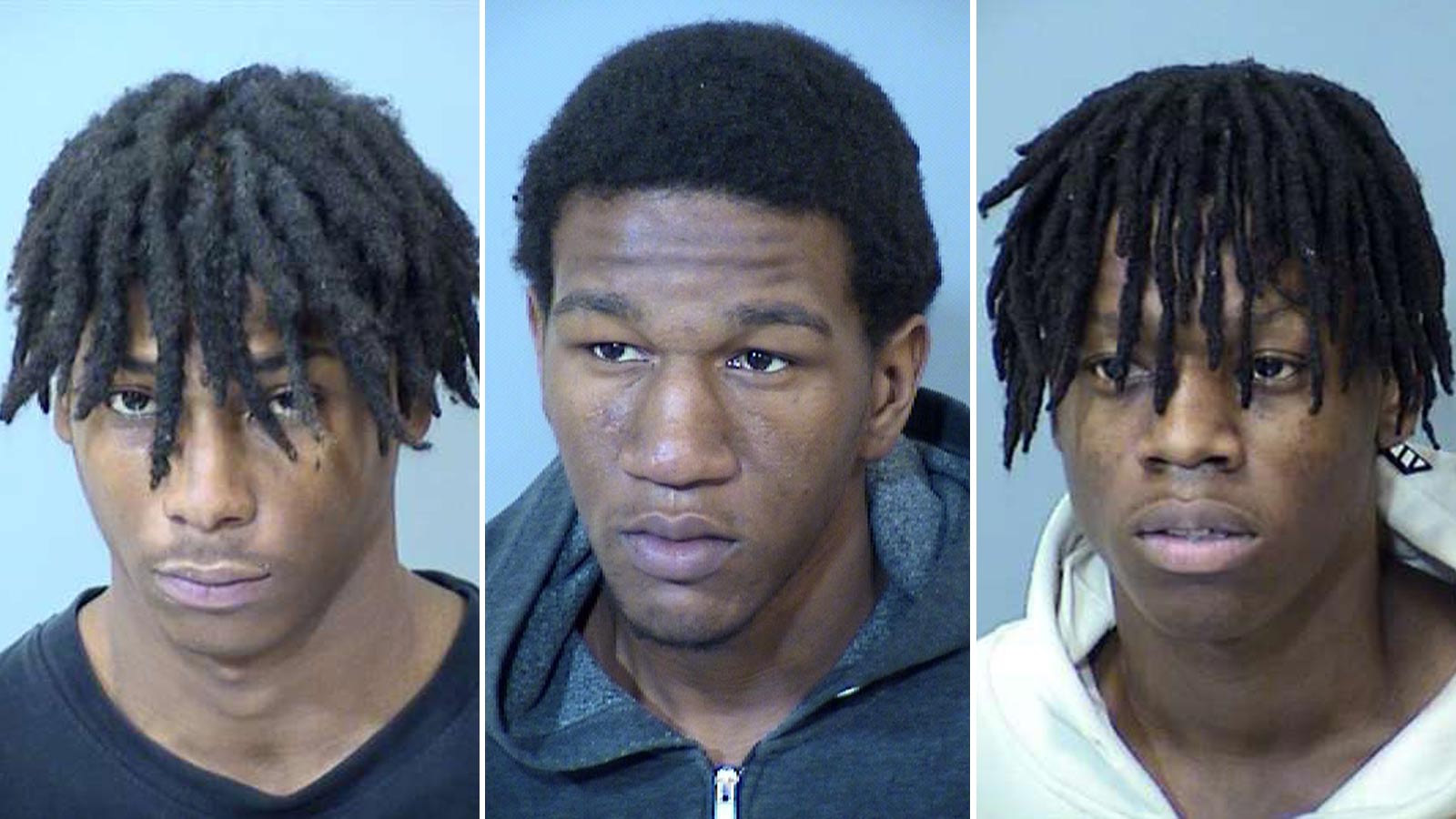 Mugshots of, from left, Dareon Harris, Leonard Brown and Takari Humphrey, suspects in the shooting ...