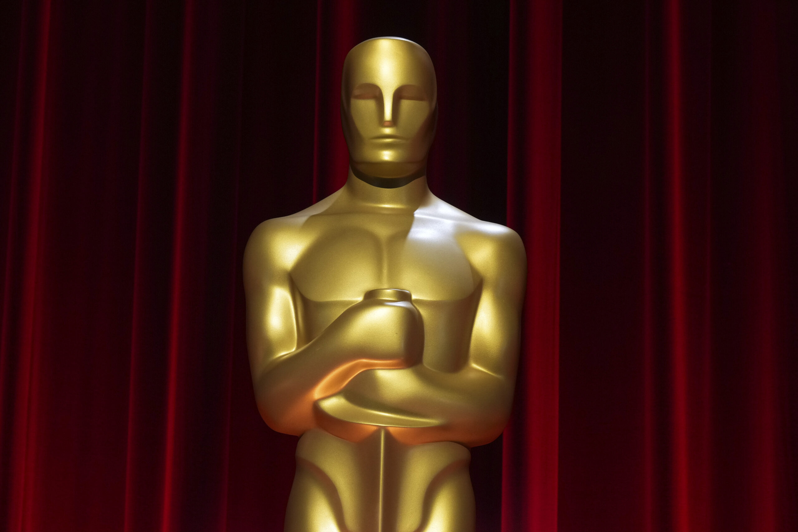 A replica of the Academy Awards statuette on display prior to the 96th Academy Awards nominations a...