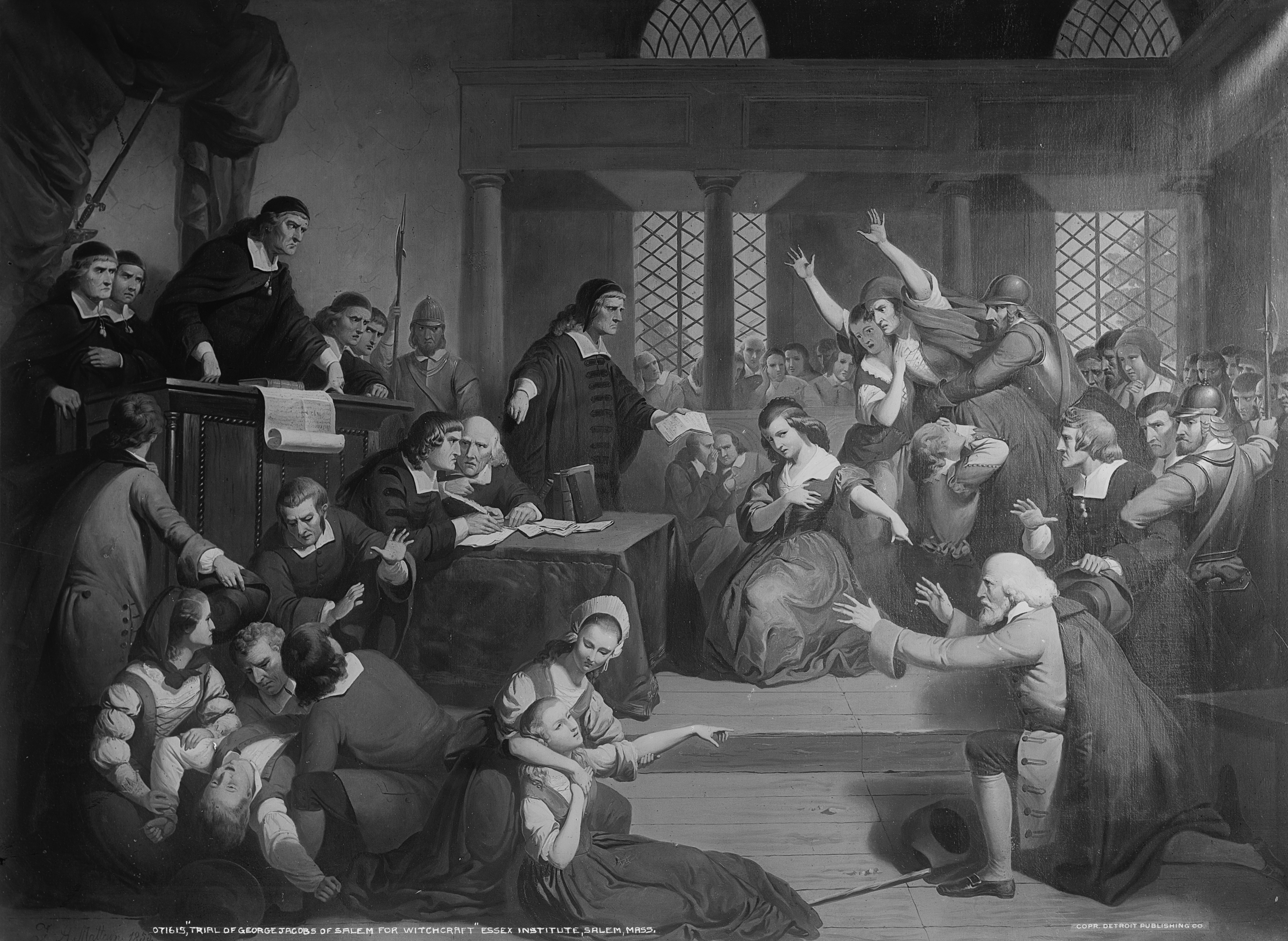This image provided by the Library of Congress shows the painting "Trial of George Jacobs of Salem ...
