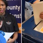 Angelica Bland with Maricopa County Elections showed a visitor how to vote during a mock election on Tuesday. (CMD Video Productions photos)