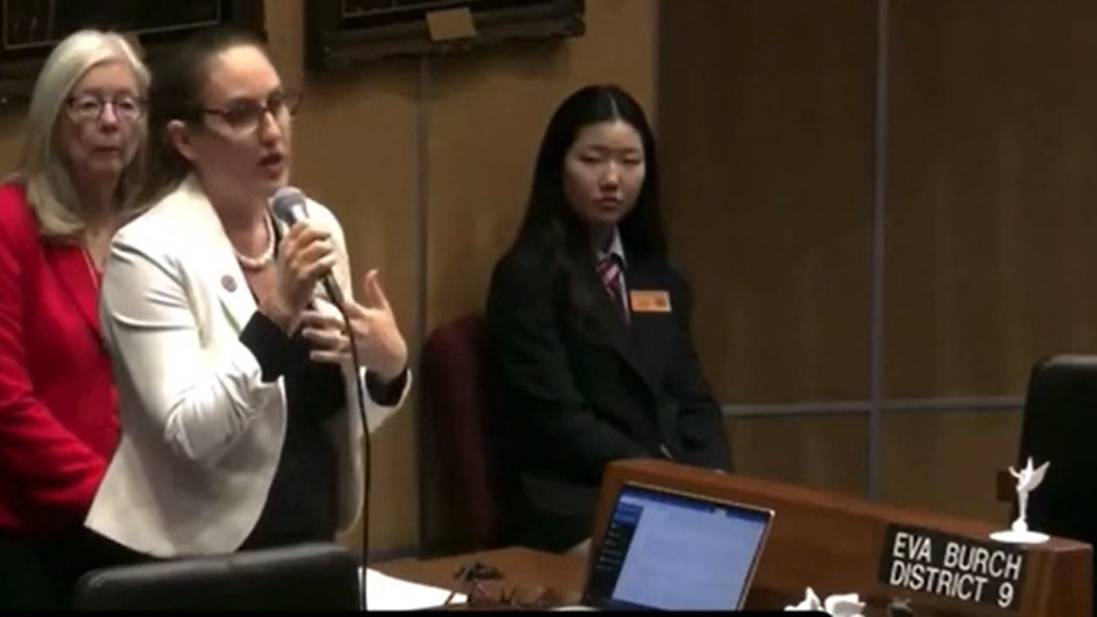 A screenshot of Arizona state Sen. Eva Burch speaking on the Senate floor....