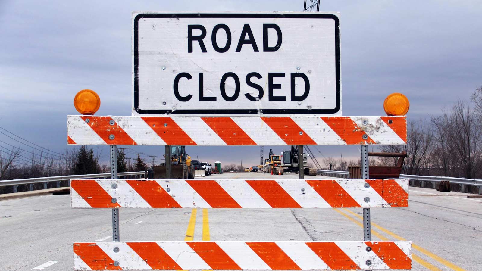 Stock image of a road closed barrier. A section of US 93 in Wickenburg was closed after a crash on ...