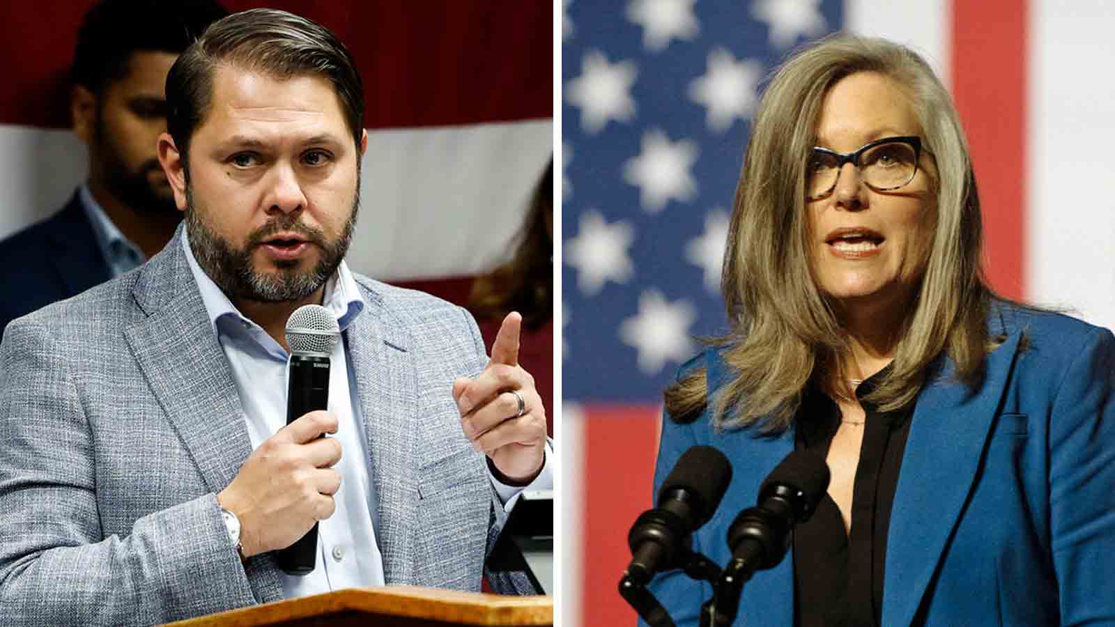Arizona Gov. Katie Hobbs on March 11, 2024, announced her endorsement for Rep. Ruben Gallego as he ...