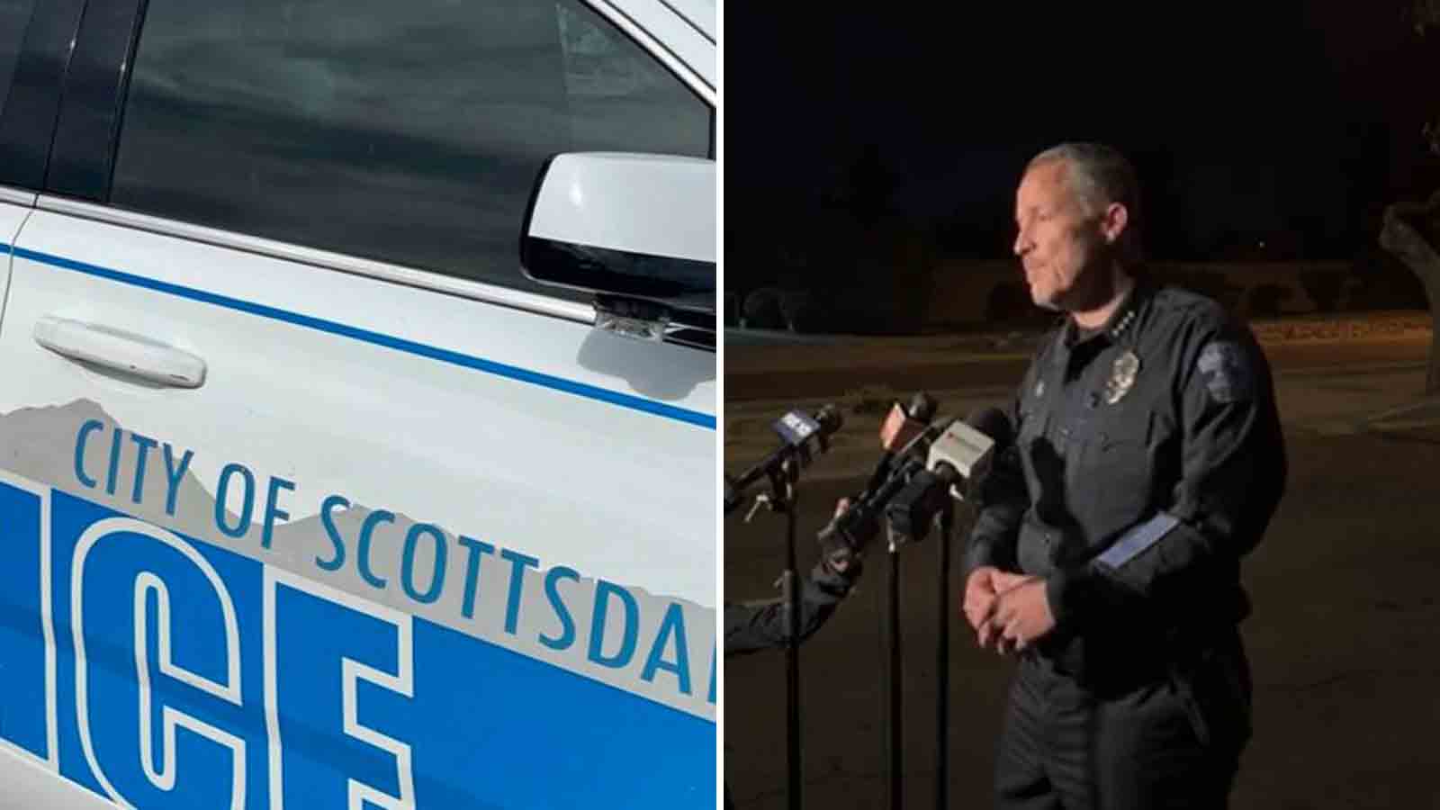 Scottsdale police give details on an officer-involved shooting at media briefing on March 21, 2024....