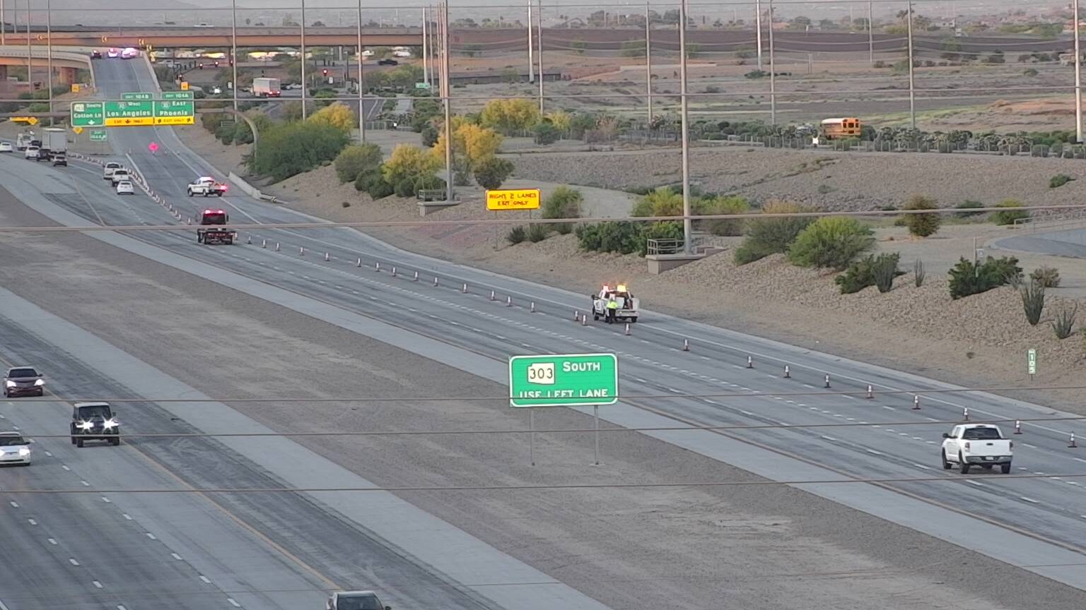 Portions of two freeways in the West Valley were temporarily closed Monday morning due to reportedl...
