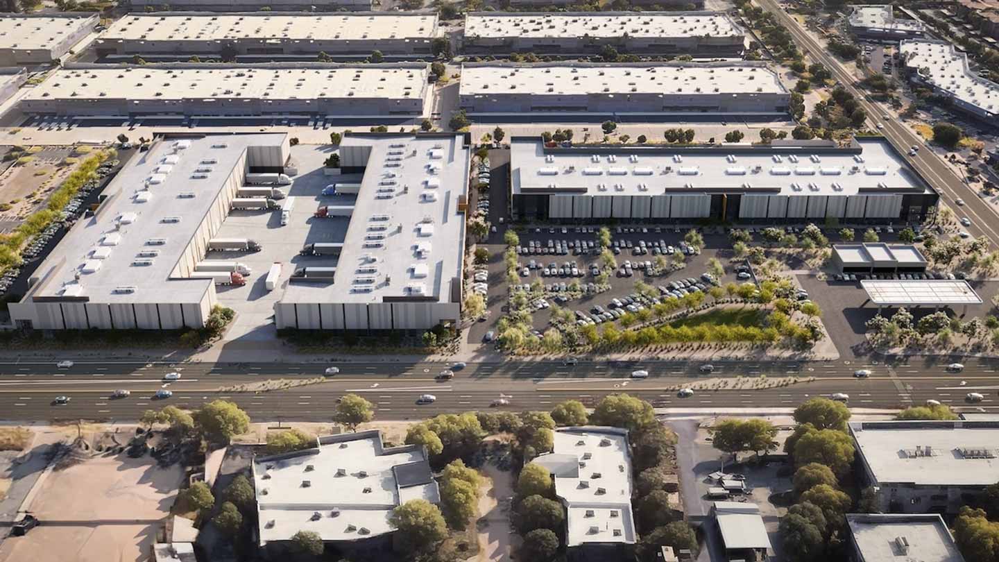 Rendering of an aerial view of the Nexus Commerce Center industrial park to be built in Tempe, Ariz...