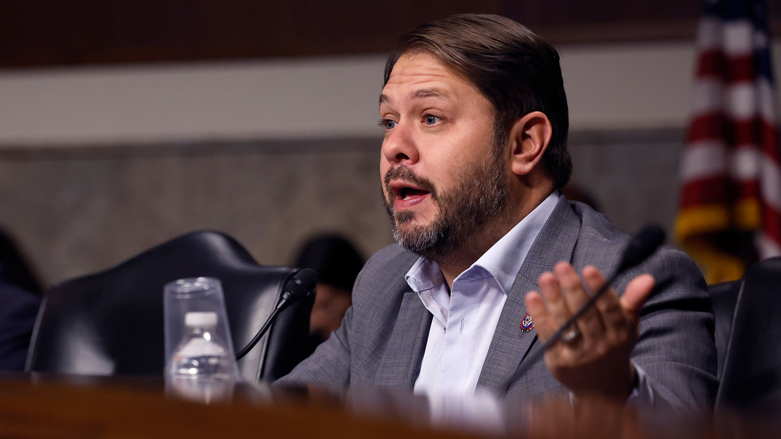 File photo of Arizona Democrat Ruben Gallego speaking during a congressional hearing....
