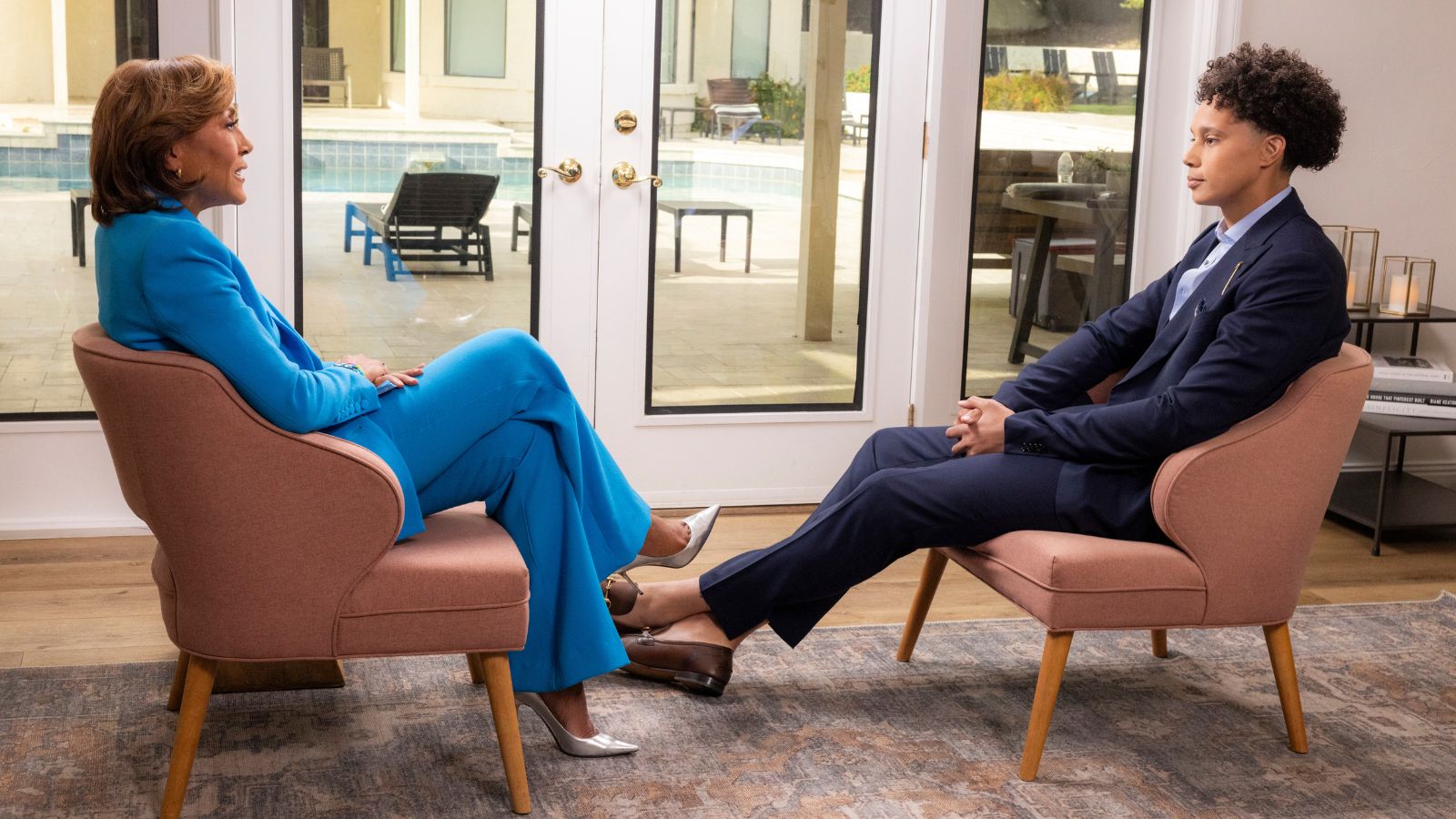 This image released by ABC News shows Robin Roberts, left, during an interview with Brittney Griner...