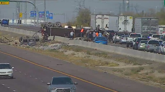 A tractor-trailer crash shut down westbound Interstate 10 in the West Valley on May 31, 2024. (ADOT...