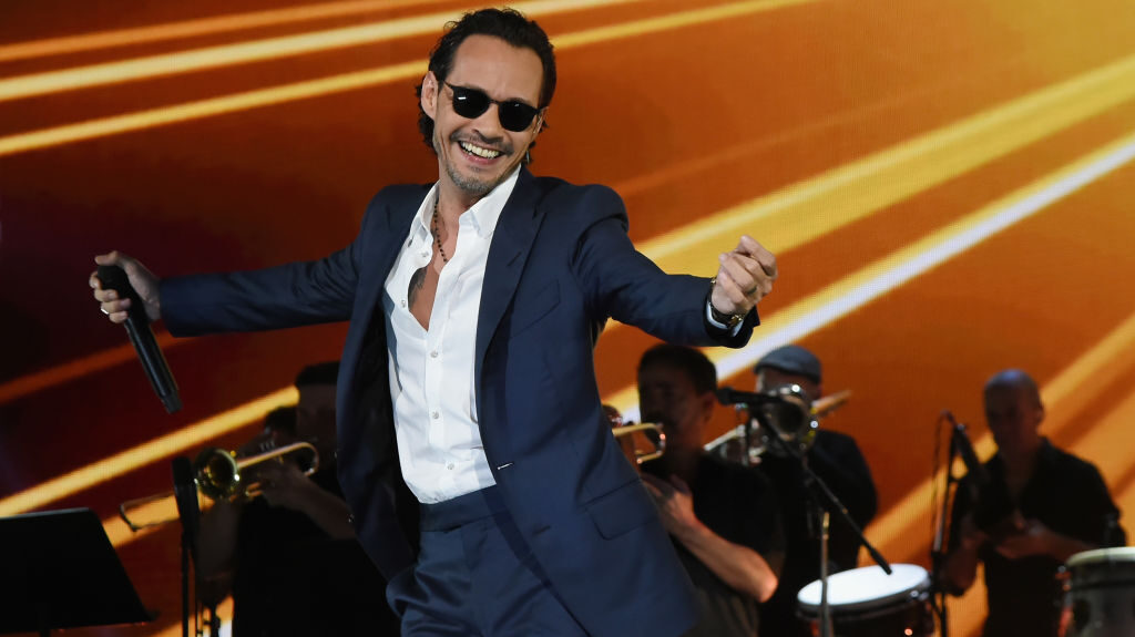MIAMI, FL - OCTOBER 14:  In this handout photo provided by One Voice: Somos Live!, Marc Anthony per...