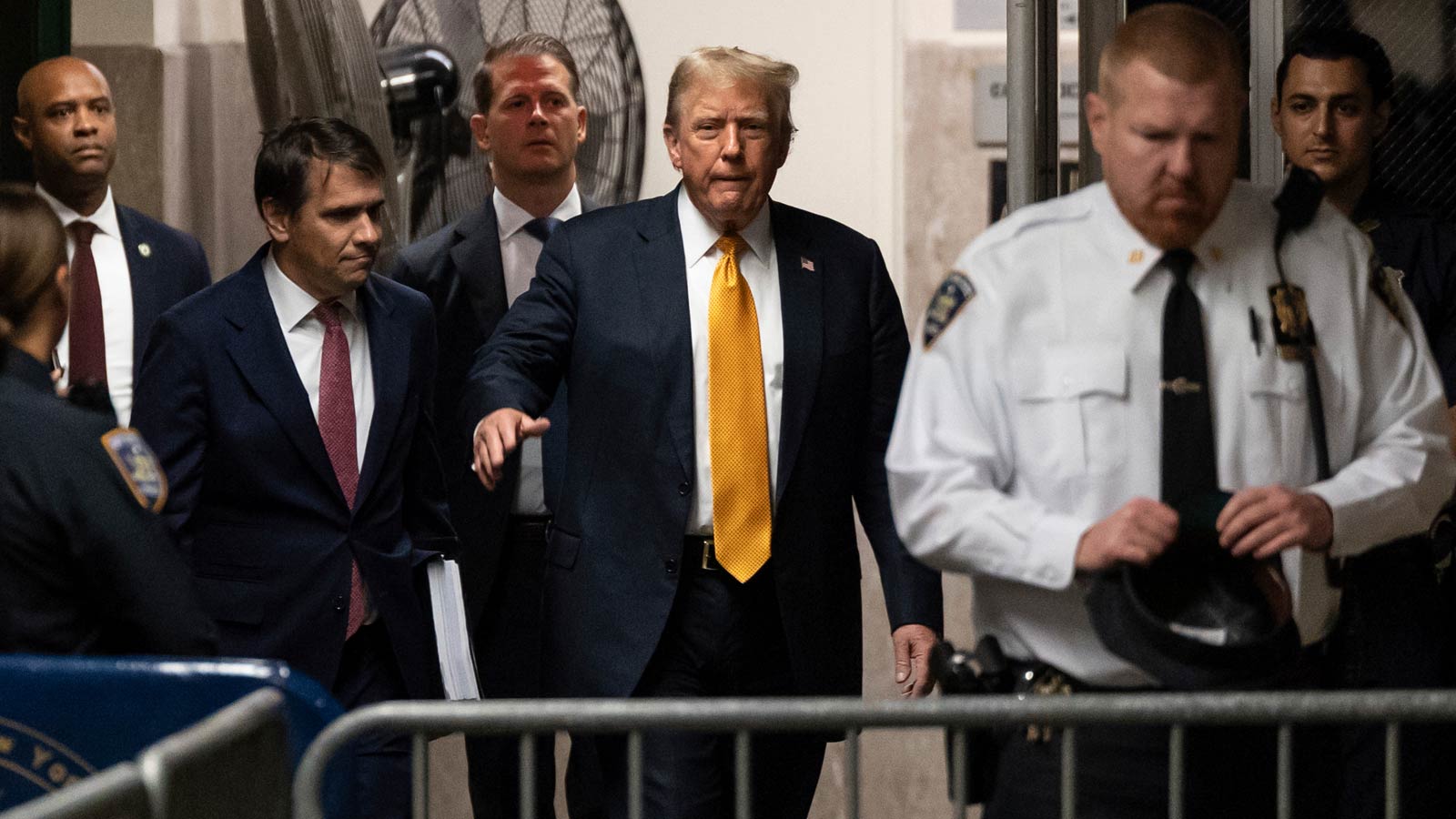 Donald Trump arrives at Manhattan criminal court before jurors began deliberations in his criminal ...