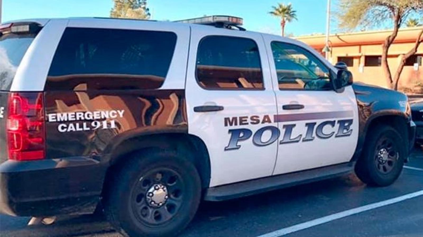 File phot of a Mesa police SUV. A suspect shot by police near Hohokam Stadium in Mesa was pronounce...