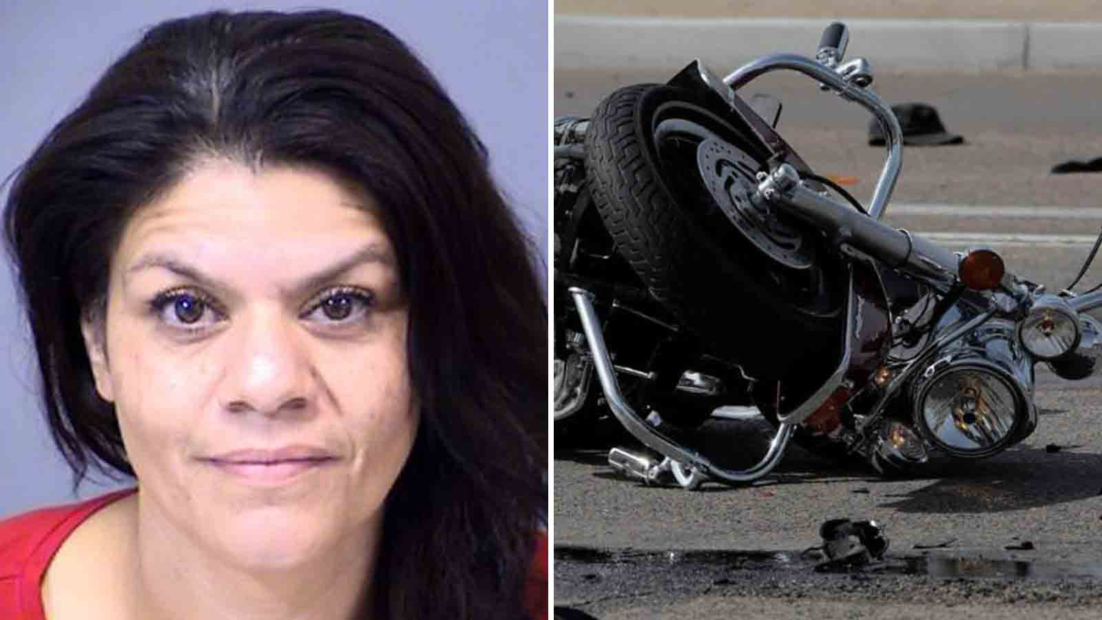A woman believed to be under the influence of drugs was arrested after a fatal crash with a motorcy...