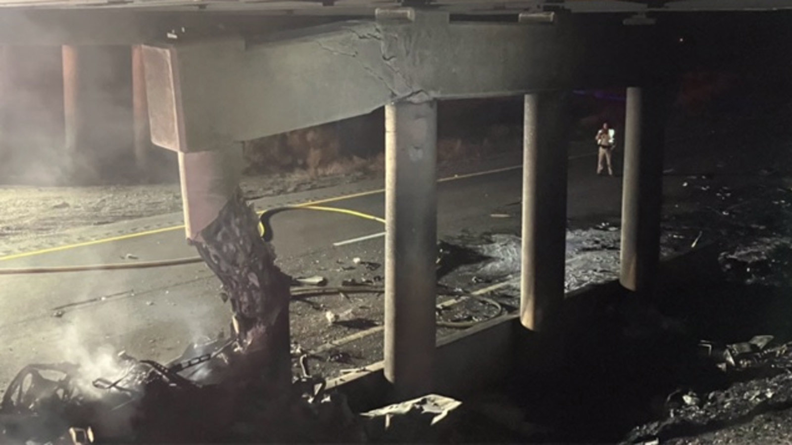 The State Route 191 bridge over Interstate 40 in southeastern Arizona was severely damaged in a May...