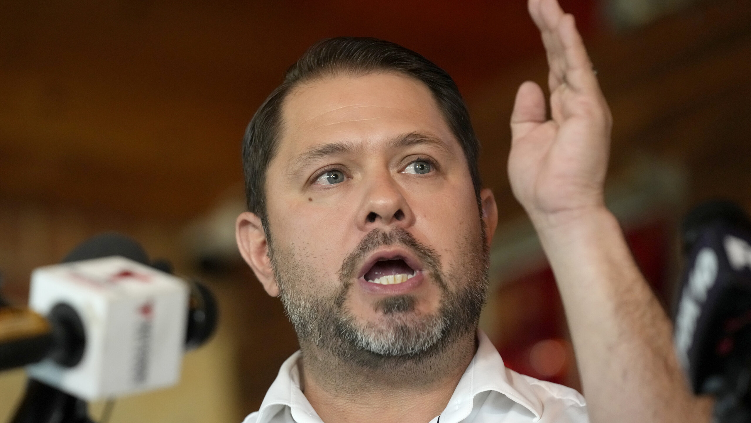 Democrat Ruben Gallego promotes Republican support in his Arizona Senate campaign against Kari Lake