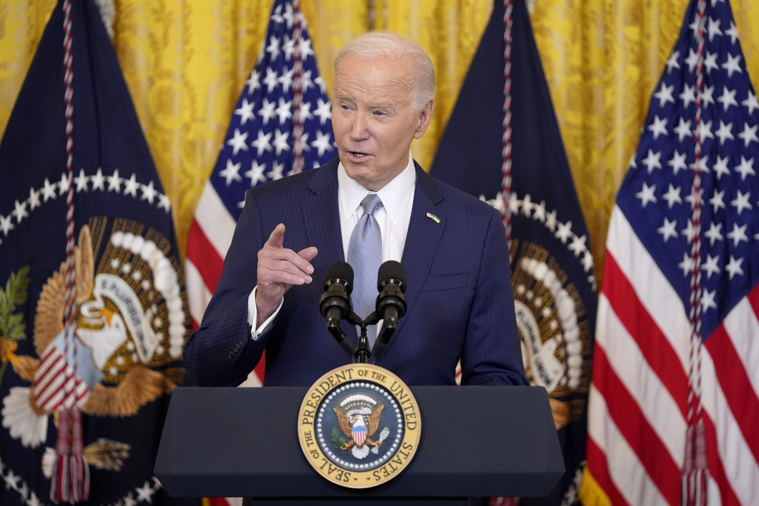 FILE - President Joe Biden speaks during an event with the National Governors Association in the Ea...