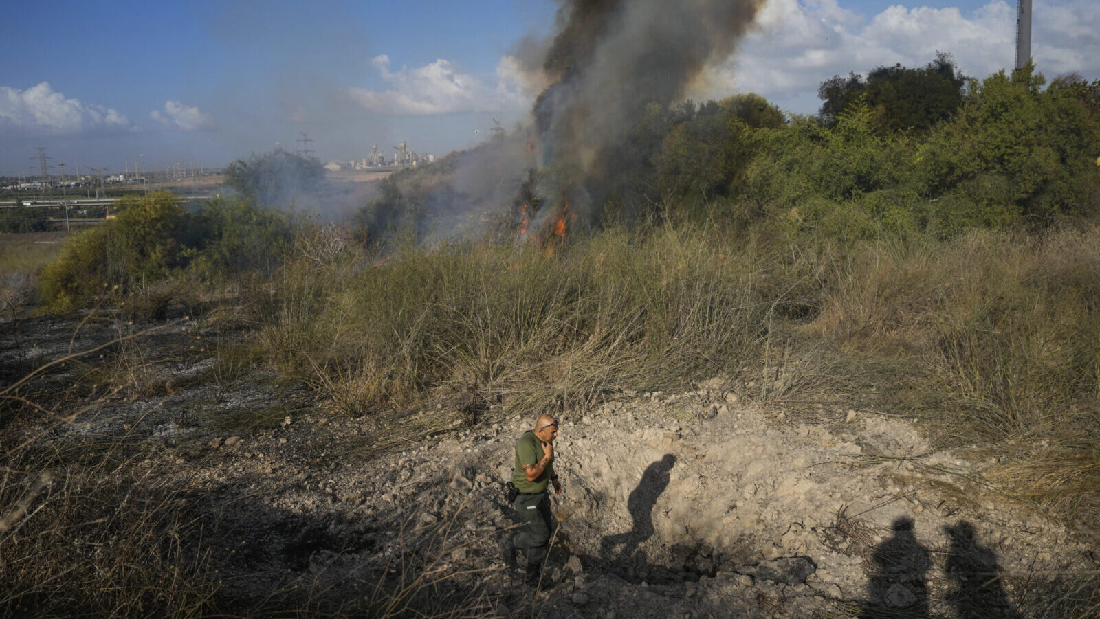 Central Israel smoking after Yemen missile strike...