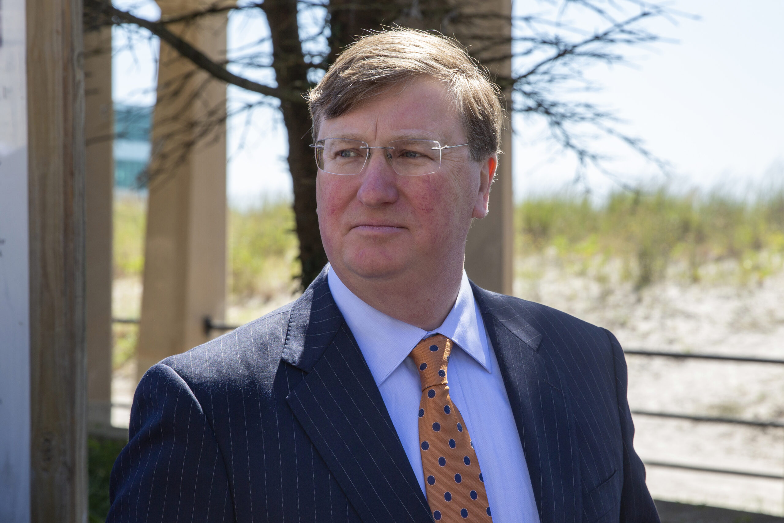 FILE - Mississippi Republican Gov. Tate Reeves is at the unveiling of a Mississippi Freedom Trail m...