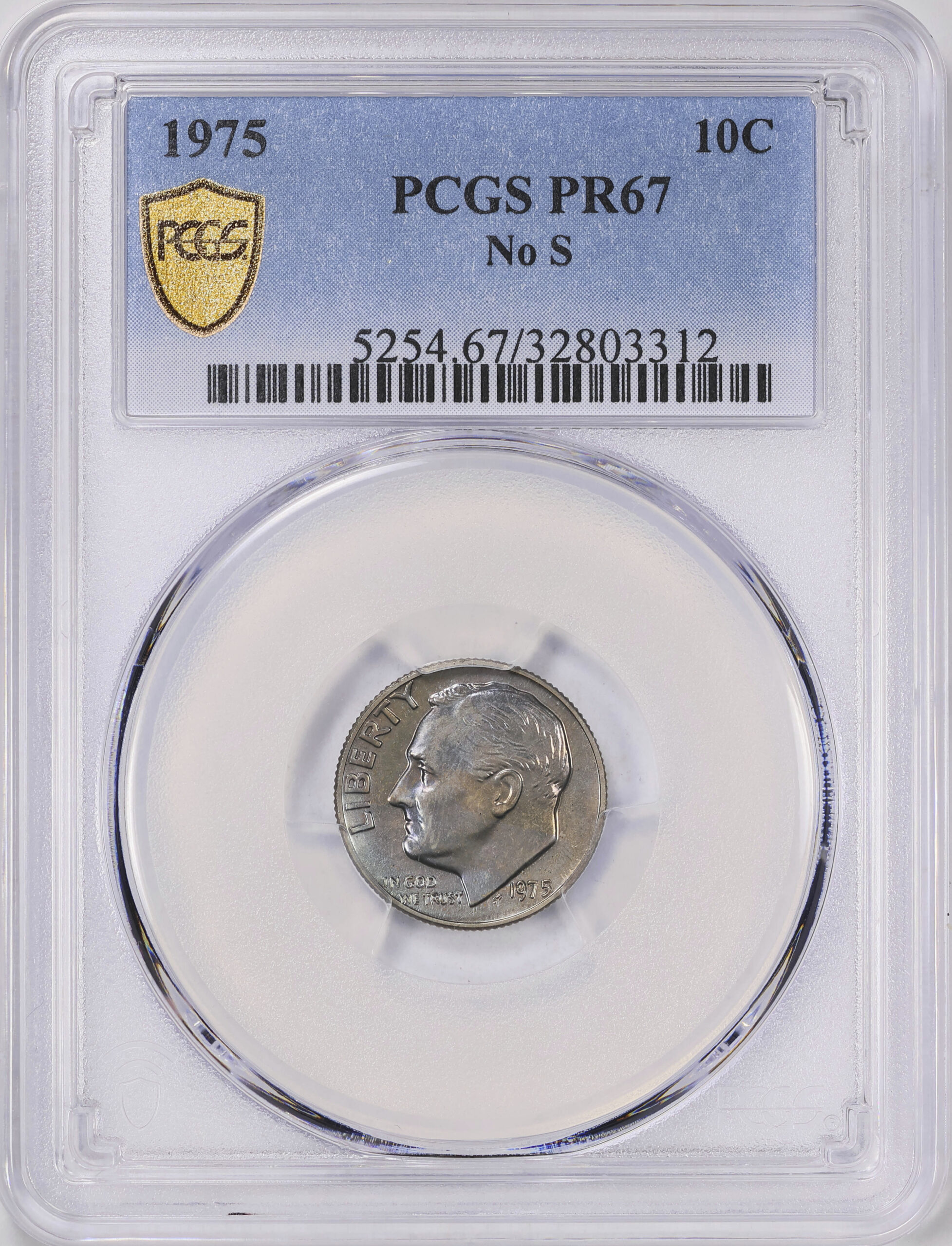 This undated image provided by GreatCollections shows a 1975 proof set dime mistakenly made without...