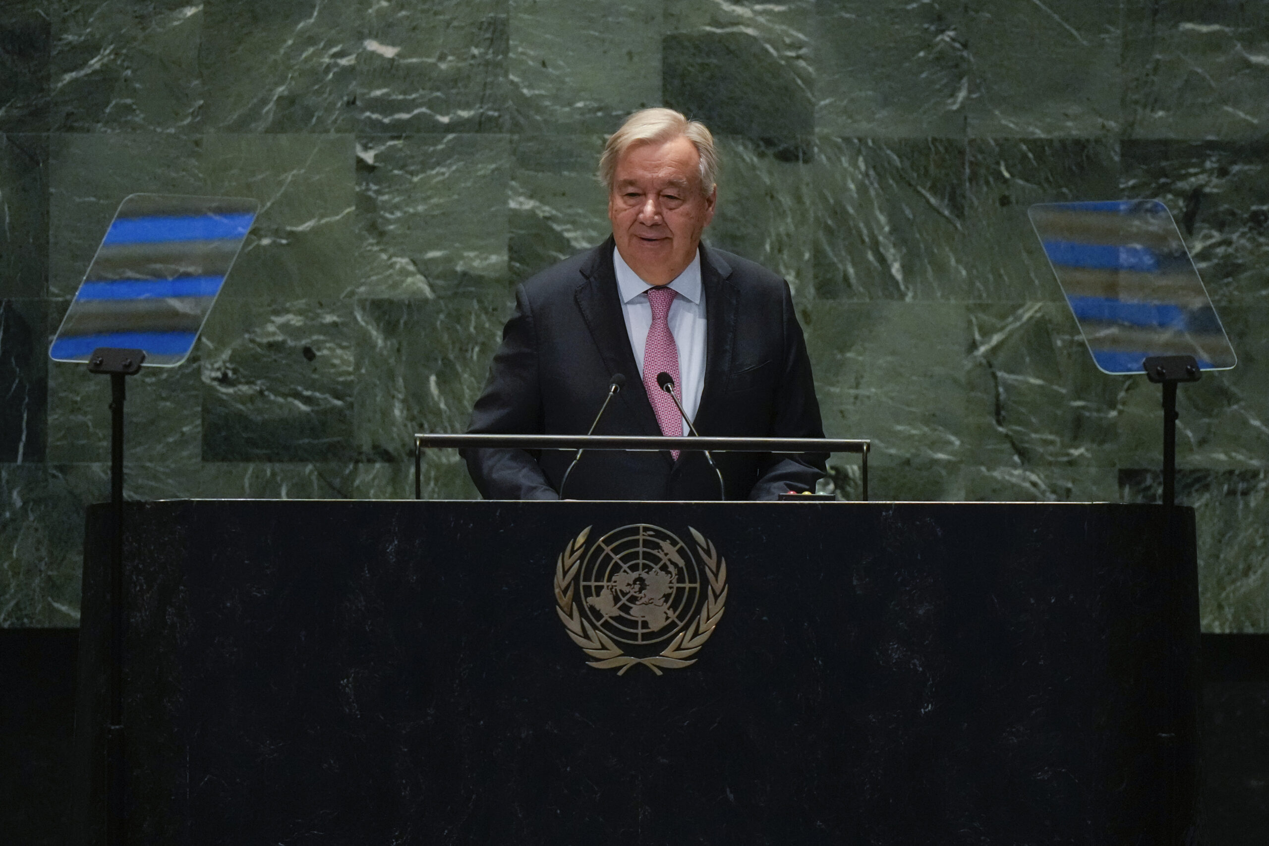 António Guterres, United Nations Secretary-General, speaks to the United Nations General Assembly ...