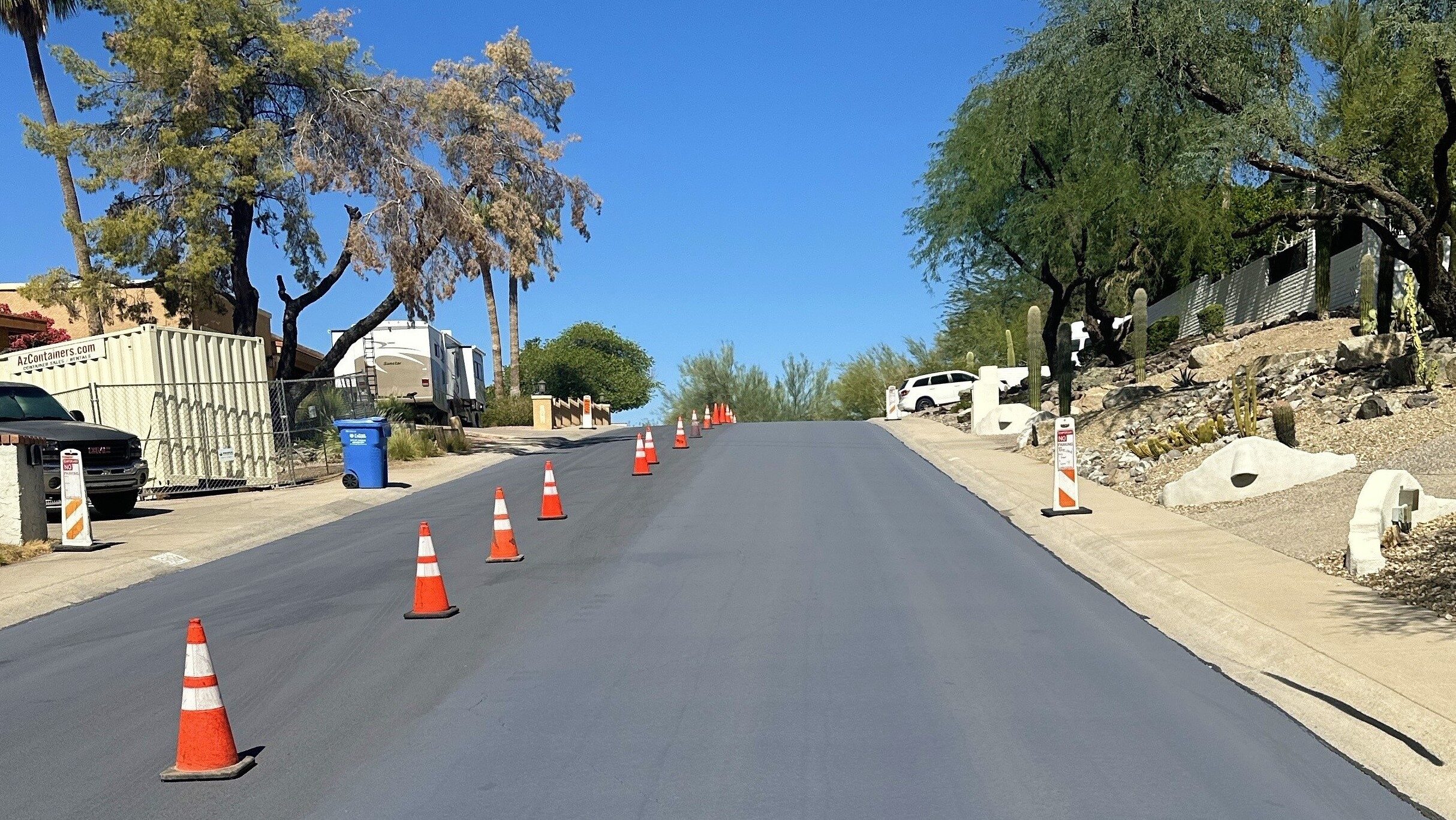 The new CoolSeal 2.0 pavement coating on a street near Coral Gables Drive and 7th Street. (City of ...