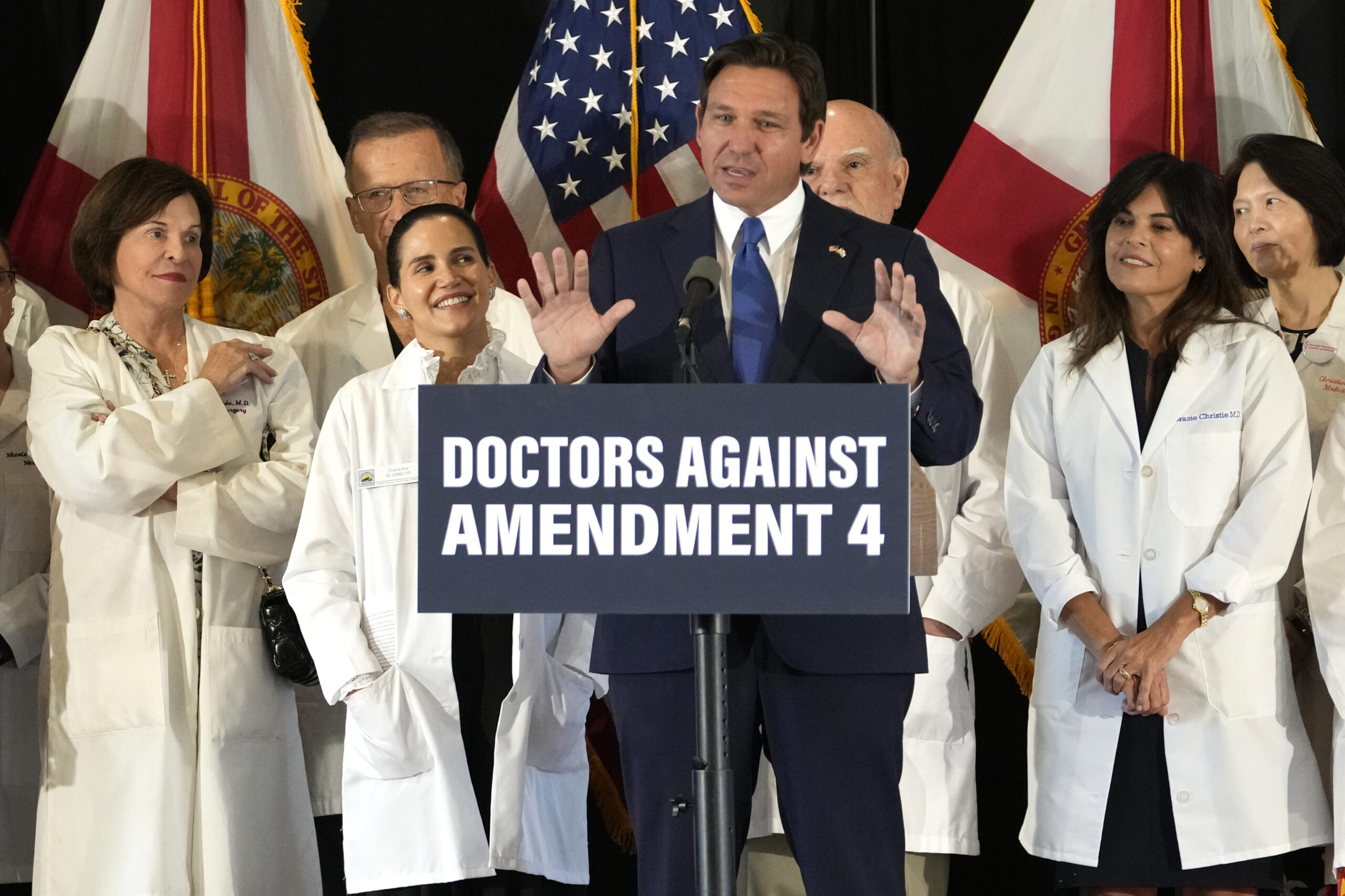 Florida Gov. Ron DeSantis speaks out against Amendment 4 which would protect access to abortion dur...