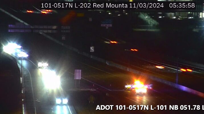 Westbound Loop 202 Red Mountain Freeway closed due to crash. (ADOT photo)...
