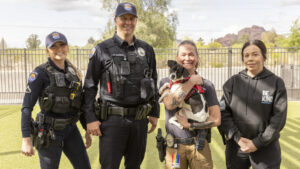 Officer adopts dog caught on video being dumped by owners in Surprise