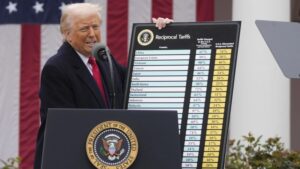 President Donald Trump announces a 90-day pause on tariffs except for China