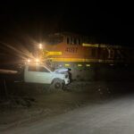 An Arizona man suspected of driving while intoxicated was arrested on Sunday after nearly being struck by an oncoming train in his truck. (Photo by YCSO)