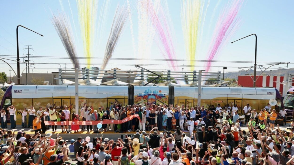 Valley Metro's South Central Extension/Downtown Hub light rail expansion opened in Phoenix on Satur...