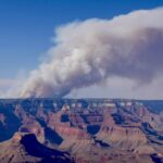 The smoke plume from the Dragon Bravo Fire as seen from the South Rim of the Grand Canyon on July 11, 2025. (Inciweb Photo)