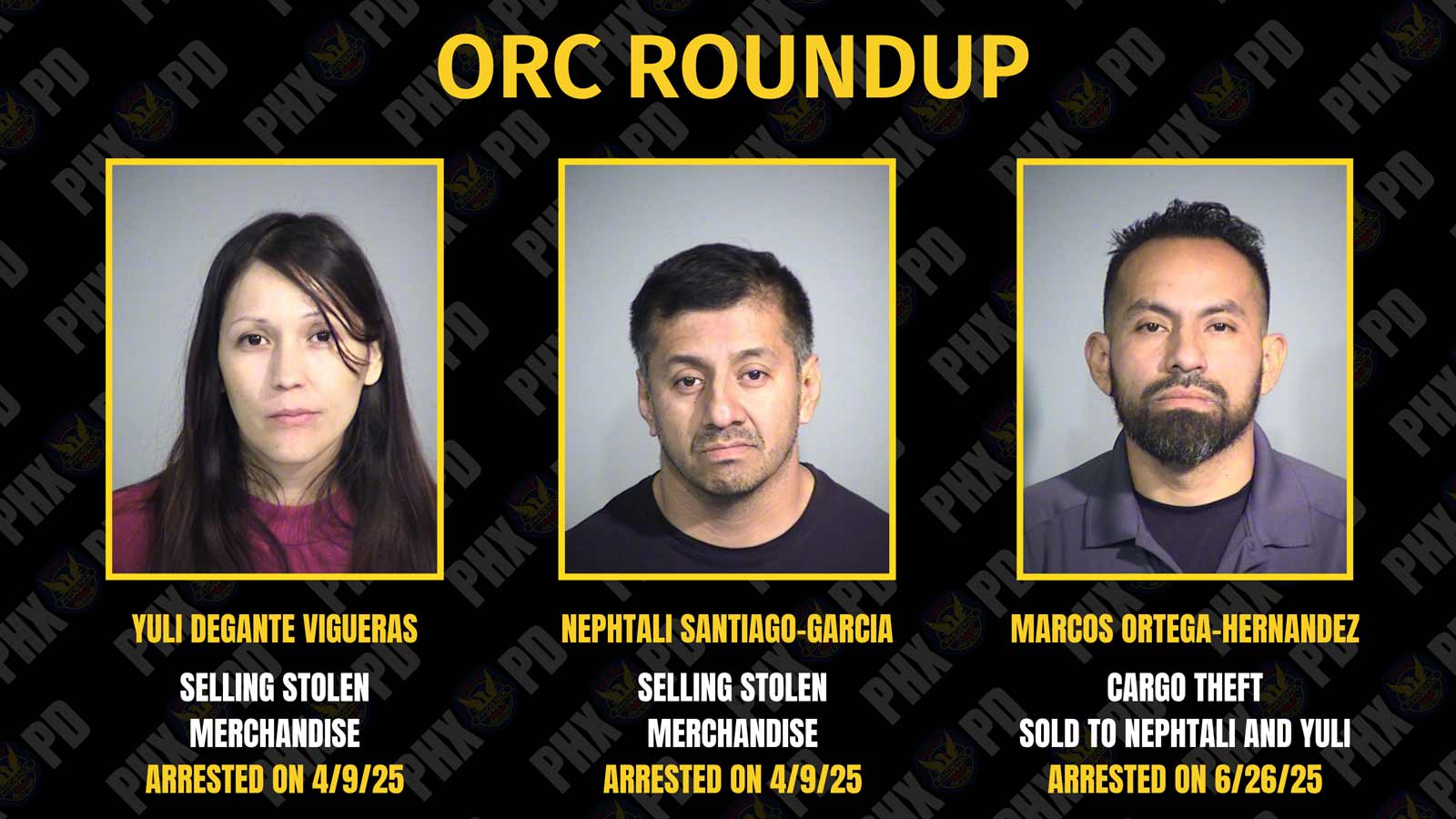 Three people were arrested for their alleged involvement in a Valley-based organized retail theft r...