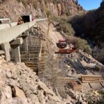 Construction work underway as crews replace the Waterfall Canyon Bridge. (Arizona Department of Transportation photo)