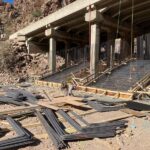 Construction work underway as crews replace the Waterfall Canyon Bridge. (Arizona Department of Transportation photo)