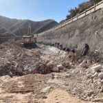 Construction work underway as crews replace the Waterfall Canyon Bridge. (Arizona Department of Transportation photo)