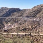 Construction work underway as crews replace the Queen Creek Bridge. (Arizona Department of Transportation photo)