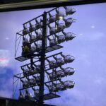 An injured worker was stuck on light pole at Mesa's Hohokam Stadium. (Mesa Fire and Medical Department)