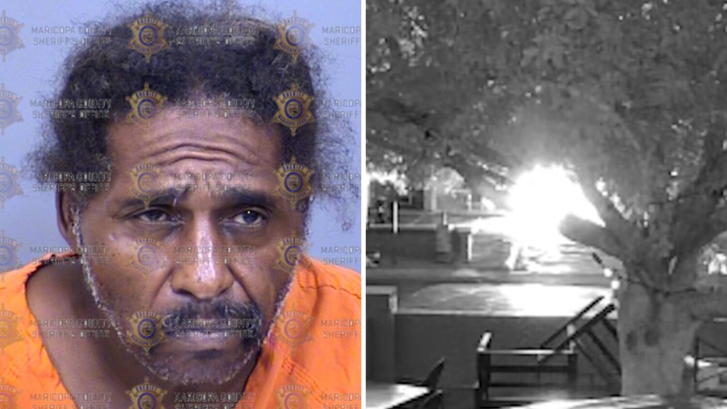 Lyle Samuel, left, was sentenced to 15 years in prison for setting a Mesa apartment on fire in 2024...