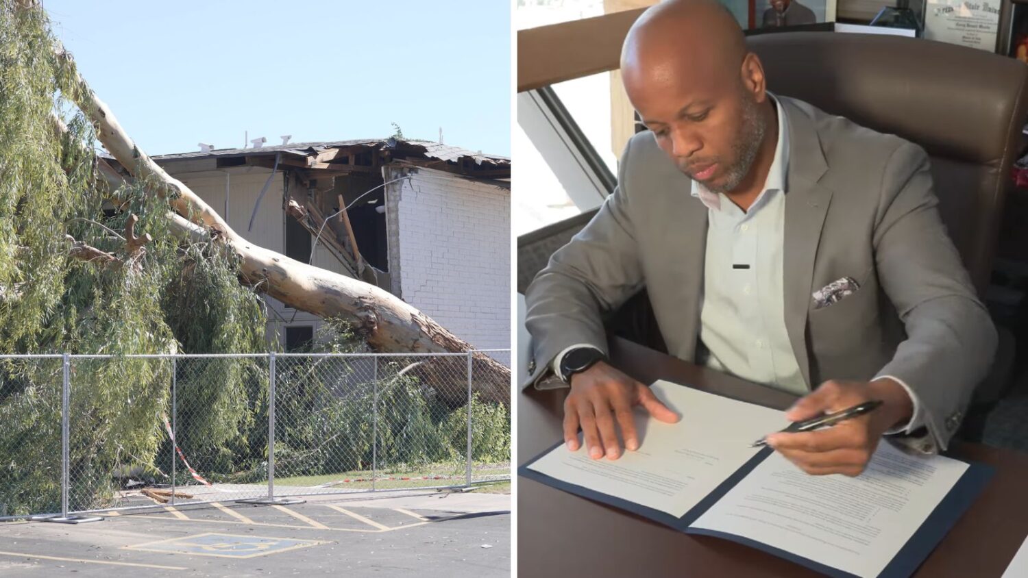 Tempe Mayor Corey Woods signed a state of emergency on Oct. 15, 2025, for help after storm damage a...